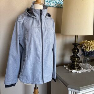 FREE COUNTRY midweight Softshell Womens hooded full zip jacket sz Large EUC